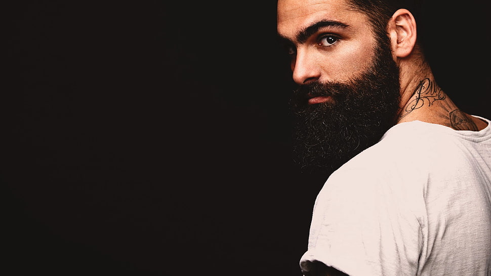 men's white dress shirt, beards HD wallpaper