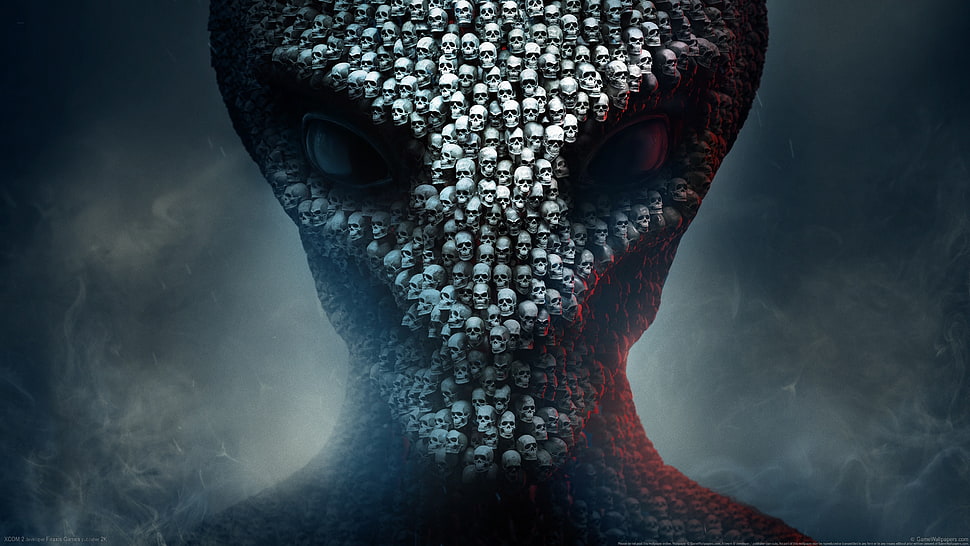 black alien wallpaper, XCOM 2, skull HD wallpaper
