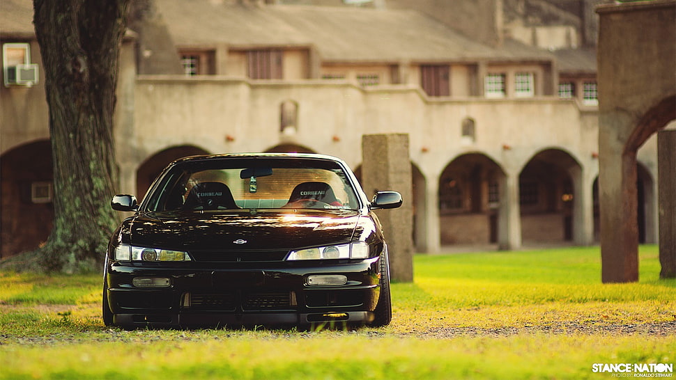 black car, Nissan Silvia S14, nissan silvia, Nissan, JDM HD wallpaper