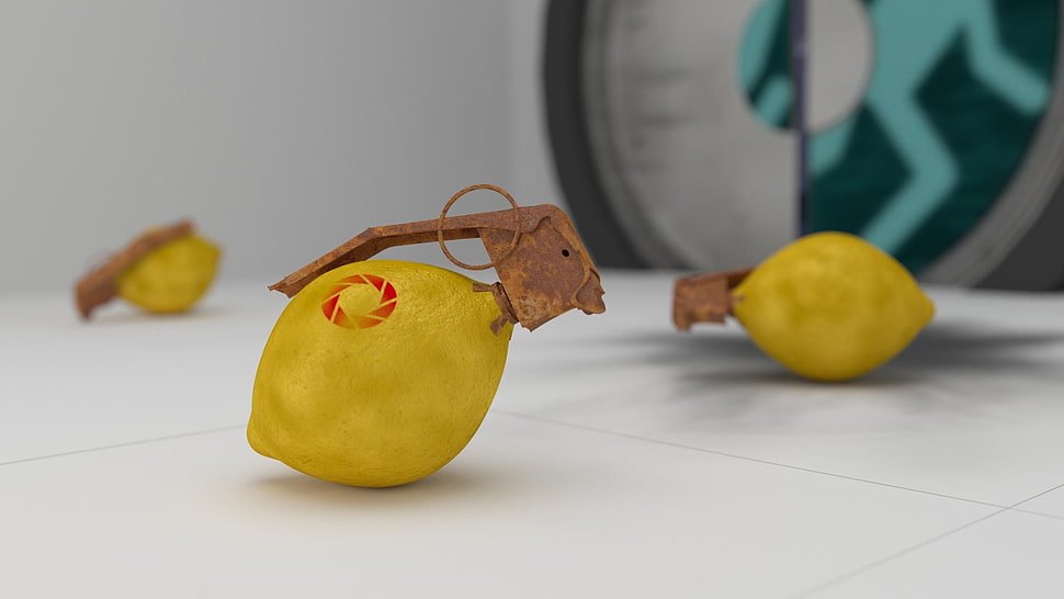 lemon fruit decors, video games, Aperture Laboratories, Portal (game), Portal 2 HD wallpaper