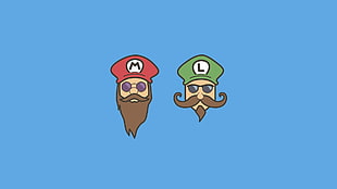 two bearded Super Mario and Luigi photo HD wallpaper