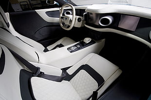 white and black car bucket seat