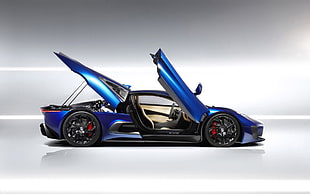 blue luxury car, Jaguar, Jaguar C-X75, concept cars, blue cars