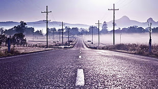 gray concrete road, road, landscape
