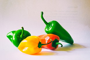 four assorted Bell Pepper vegetables HD wallpaper