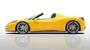 yellow convertible coupe, Ferrari 458, supercars, car