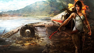 game illustration, Tomb Raider, Lara Croft, Rise of the Tomb Raider, wreck