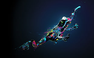 multi-color frog digital artwork, frog, Desktopography, digital art, gradient