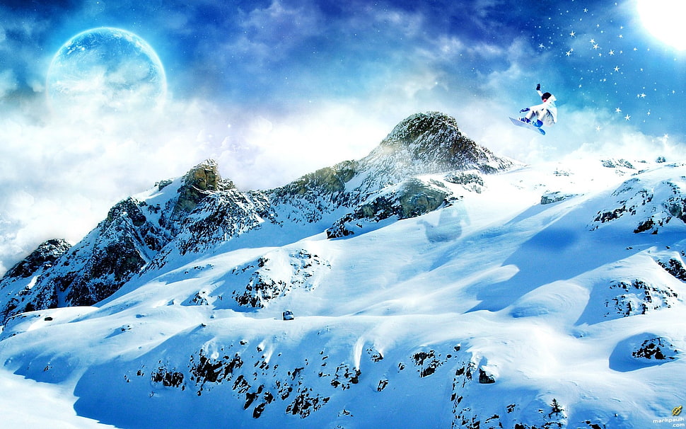 photography of snow mountain HD wallpaper
