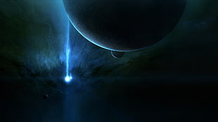 two planet with light glow wallpaper