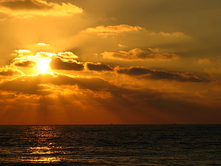 ocean during sunrise HD wallpaper