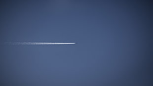 photography of a jetplane with contrail HD wallpaper