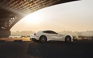 white super car, car, Ferrari