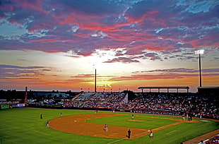 green grass baseball field, Major League Baseball, baseball, stadium, clouds HD wallpaper