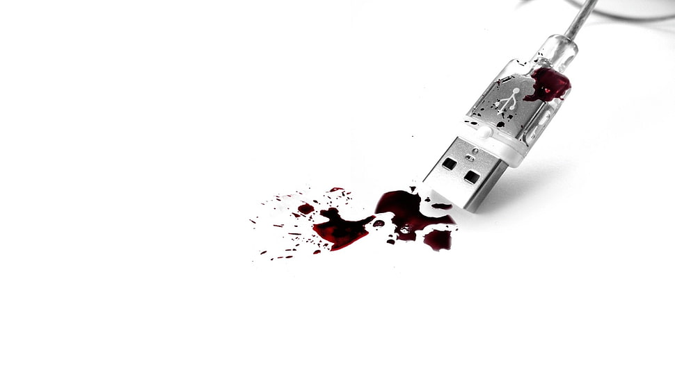 gray USB cable, USB, blood HD wallpaper
