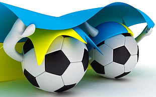 two football holding blue banner 3D illustration