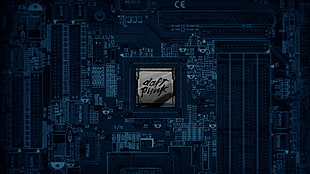 black computer motherboard, Daft Punk, music, computer, technology