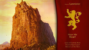 brown mountain with Lannister text overlay