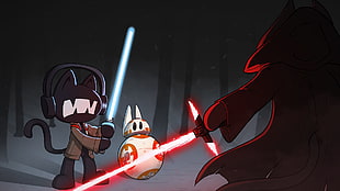 Star Wars animated illustration, Monstercat, Star Wars: The Force Awakens, lightsaber