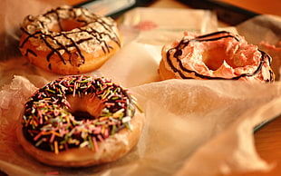 chocolate doughnut on white surface