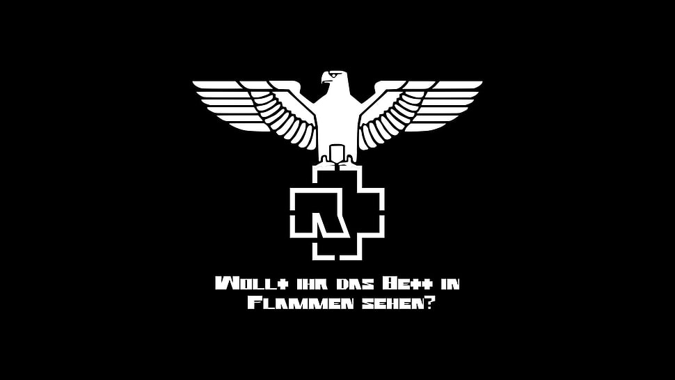 black and white bird illustration, Rammstein, Till Lindemann, eagle, metal music HD wallpaper