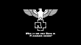 black and white bird illustration, Rammstein, Till Lindemann, eagle, metal music