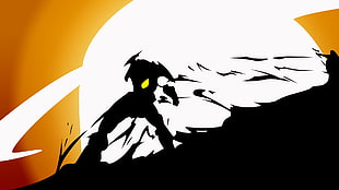 black and white game cover, Tengen Toppa Gurren Lagann, anime, mech, simple background