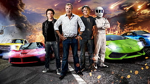 four drivers and cars graphic wallpaper, car, car show, Top Gear, Jeremy Clarkson HD wallpaper