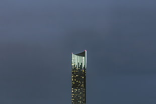 black skyscraper building, building, minimalism