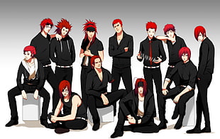 red-haired male anime characters illustration, Axel (Kingdom Hearts), Badou Nails, Hanamichi Sakuragi, Hisoka (Hunter × Hunter)