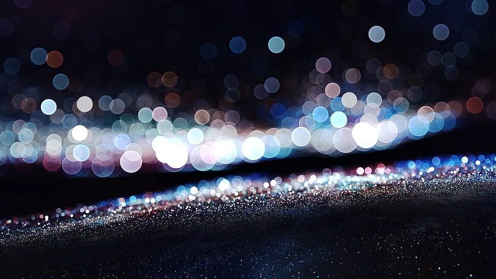 blue and white bokeh photography HD wallpaper