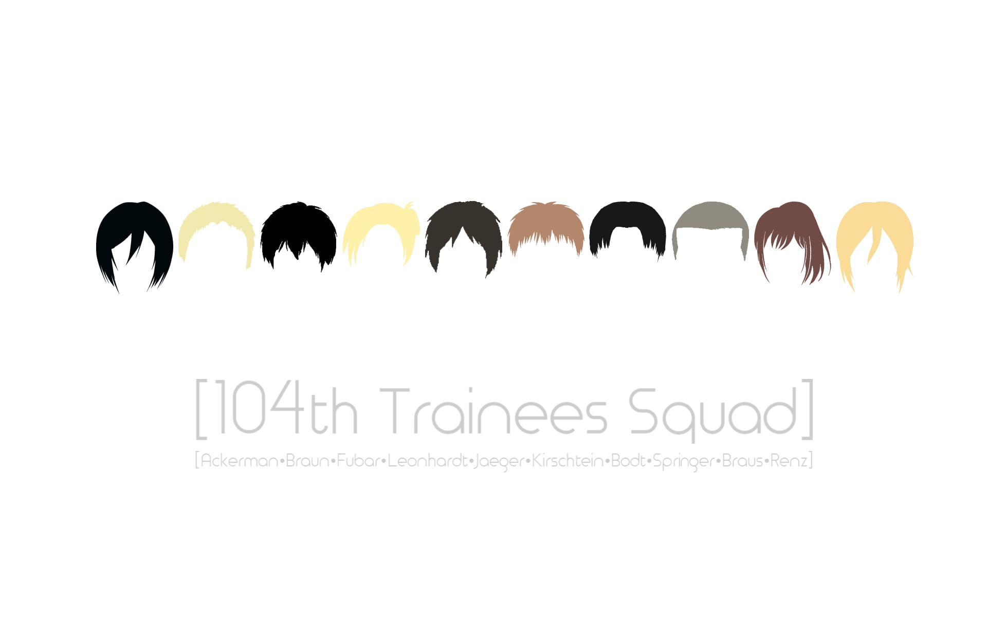 104th trainees squad screenshot, Shingeki no Kyojin, Eren Jeager, Mikasa Ackerman, Levi Ackerman