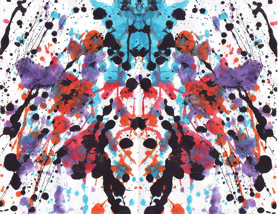 abstract painting, ink, paint splatter, symmetry, Rorschach test HD wallpaper