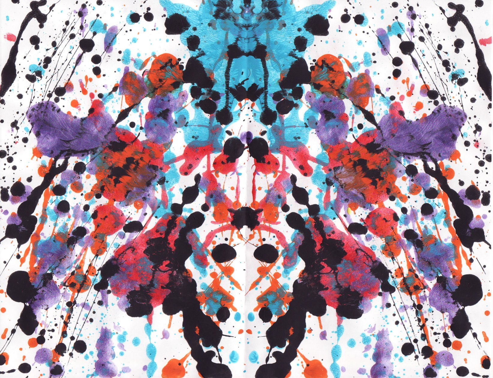 abstract painting, ink, paint splatter, symmetry, Rorschach test