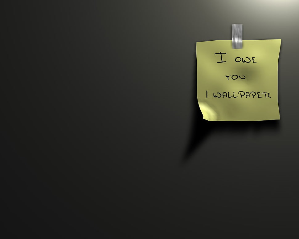 yellow sticky note, minimalism, simple background, digital art, typography HD wallpaper