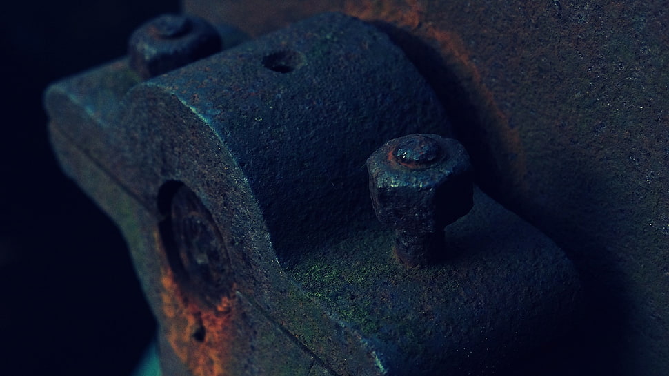 black bolt and nut, rust, metal HD wallpaper
