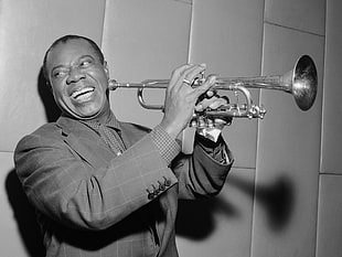 Louie armstrong,  Jazz,  Pipe,  Bw HD wallpaper