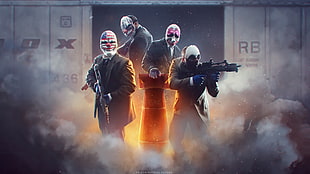 men wearing mask standing on smoky surface HD wallpaper