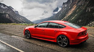 red sedan, Audi RS7, Audi, Audizone, red cars HD wallpaper
