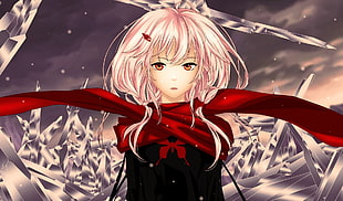 woman with red and black cape anime character