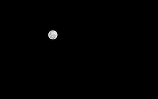 black and white HP laptop, Moon, minimalism, night