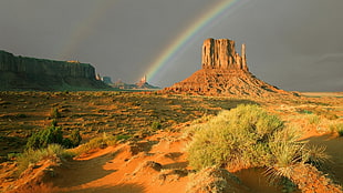 assorted-color rainbows, landscape, Monument Valley, valley