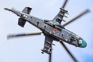 gray helicopter, aircraft, military aircraft, kamov ka-52 , Russian Army