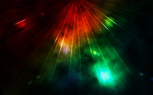 red and green LED lights, abstract, digital art, artwork