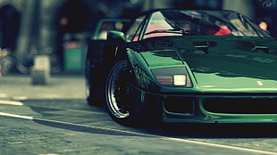 green car, car, Ferrari, Ferrari F40, Gran Turismo 5 HD wallpaper