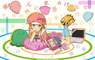 orange haired anime character illustration