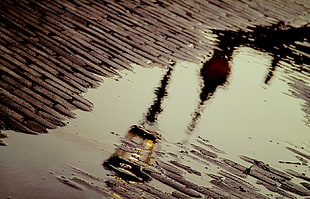 reflection, pavements, street light, water HD wallpaper