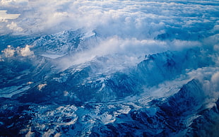aerial photography of glacier mountain range