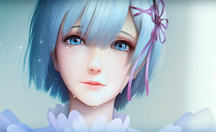 female anime character with short blue hair wallpaper, anime, Re:Zero Kara Hajimeru Isekai Seikatsu, Rem (Re: Zero) HD wallpaper