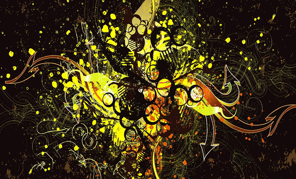 black, brown and yellow abstract painting HD wallpaper
